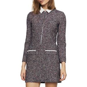 NWT Maje Riberty Tweed Zip Front Mini Dress